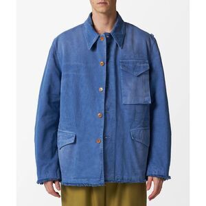 MARNI Barn Jacket Mens Size 48 Blue Overdyed Cotton Canvas Adjustable $1550
